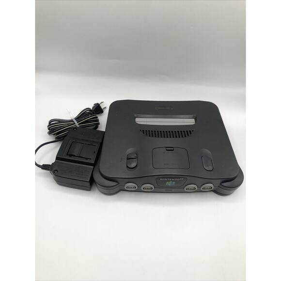 Nintendo 64 Black Console NUS-001 USA w Power Cord AC Adapter Memory Card TESTED